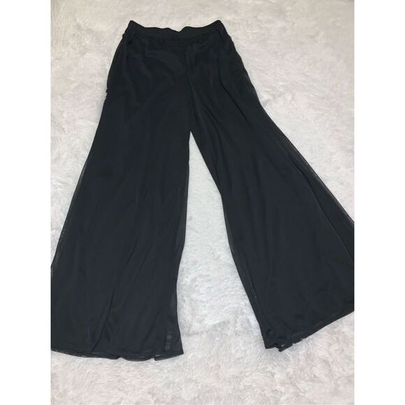 Vintage 90’s Y2K Black Double Layered Chiffon Super Wide Leg Pants Small - Picture 11 of 13